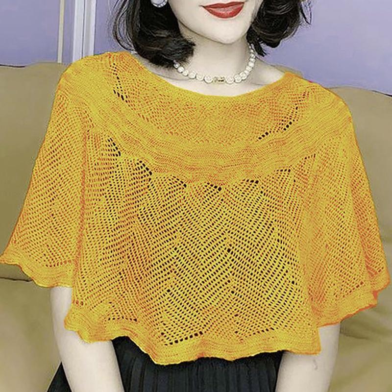 Женская вязаная ажурная хлопковая шаль шарф блузка лето осень элегантная женская накидка для защиты от солнца плащ-смок