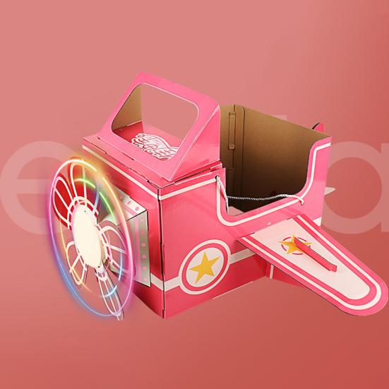 Cardboard Cosplay Toy Hands-on Skill Lovely Wearable Airplane Carton Cartoon Performance Costume Toy for Child