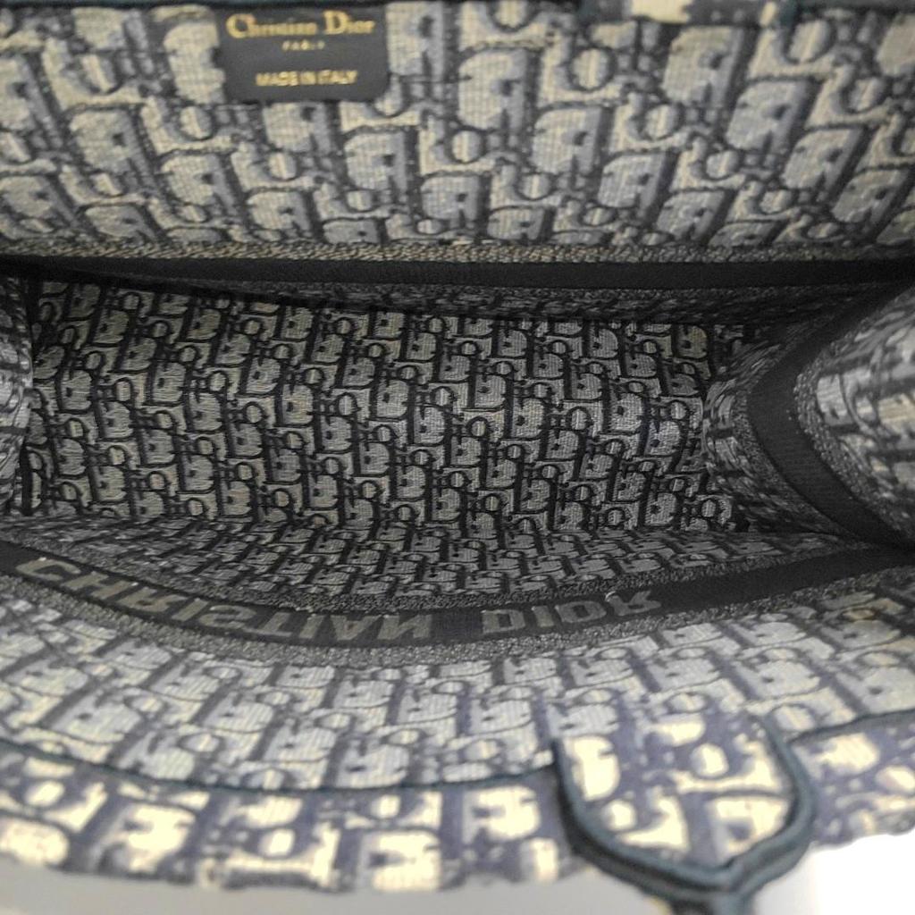 [Pre-Owned] Book Tote Hand-Embroidered Monogram Large Capacity Canvas Tote Bag - Excellent #L5M520