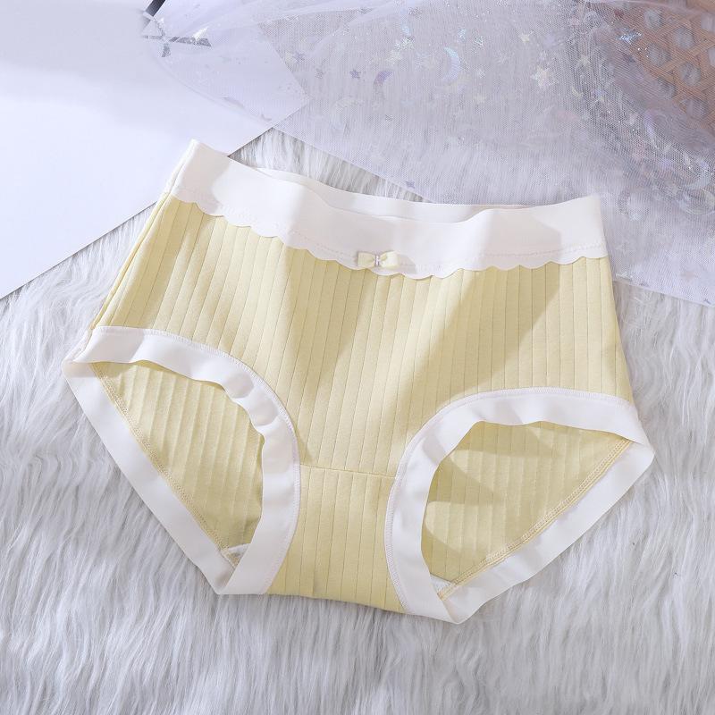 Cotton Mid Waist Underwear for Women with Lingerie Abdominal Hip Lifting Breathable Ice Silk No Trace Antibacterial Plus Size Triangl Pantiese