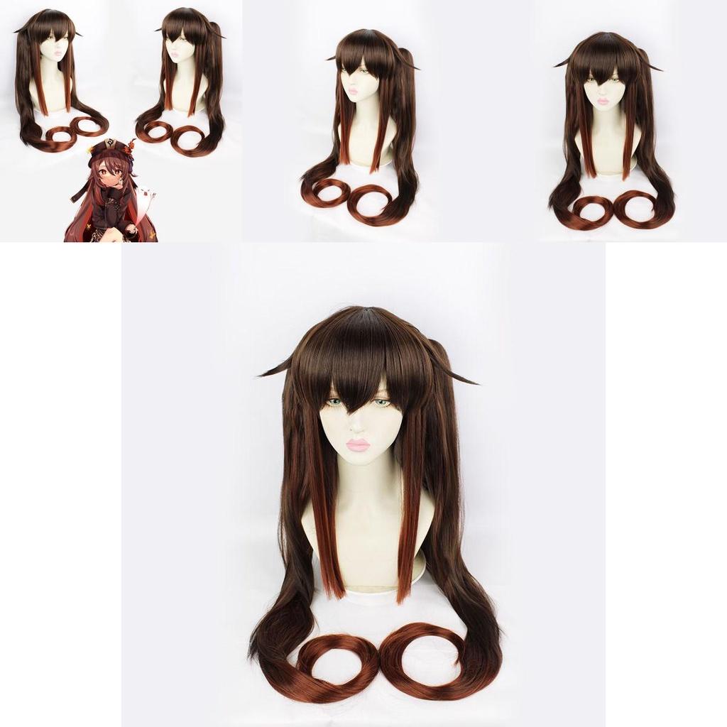 Adjustable Head Size Genshin Impact Hutao Cosplay Wig For Halloween Carnival Comic Con Props