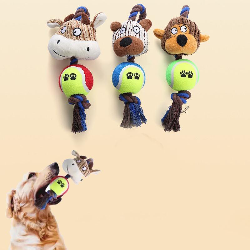 Popular Cat and Dog Toys Corduroy Tennis Cotton Rope Dog Gnashing Teeth Pet Supplies Dog Interaction Cartoon Dogs Toy Playing
