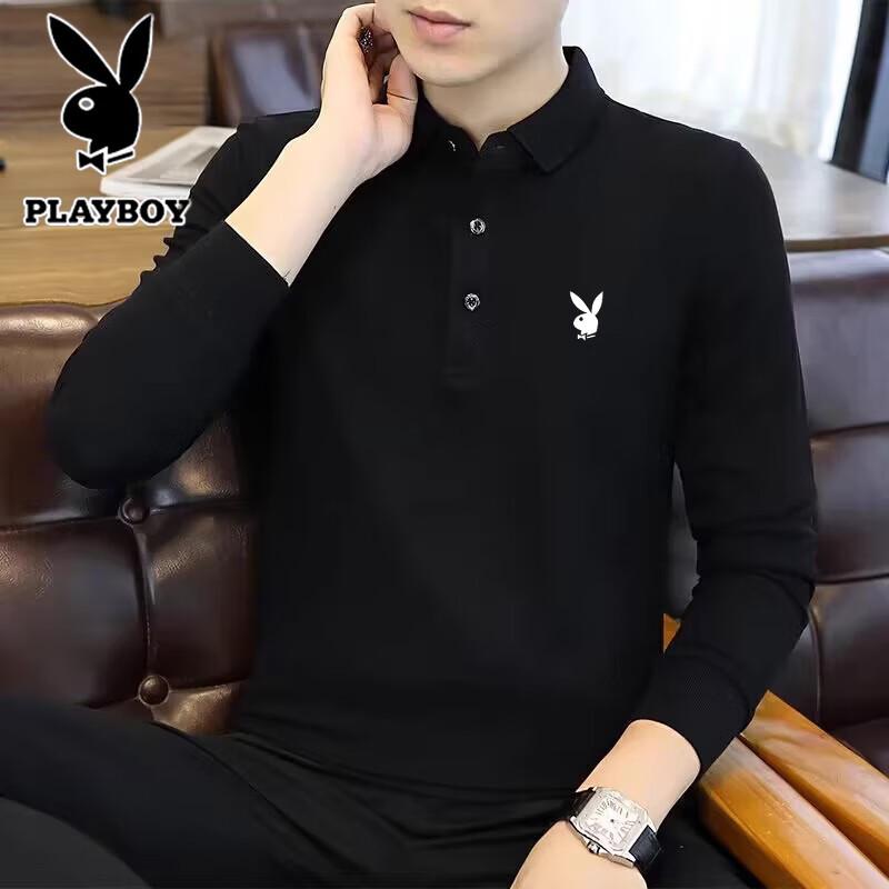 PLAYBOY Мужская весенне-осенняя рубашка-поло с длинным рукавом и отложным воротником
