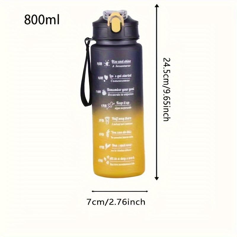 1Pc 800ml Capacity Motivational Water Bottle with Time Marker, Leakproof, with Durable Carrying Strap, for Fitness, Gym, Outdoor Sports