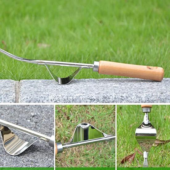 Из нержавеющей стали для удаления сорняков, садовый ручной прополочник, ручной прополочник с деревянной ручкой для двора, газона, фермерского инструмента для прополки