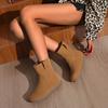 AJGS Niche Design New Western Cowboy Boots Pull-on Khaki Cow Suede Boots Versatile Fashion Street Style Women's Boots