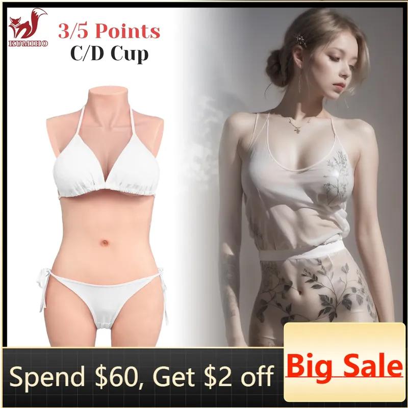 KUMIHO Fake Breast Forms Silicone Bodysuit Realistic Boobs Tits False Vagina Crossdresser Transvestites Costumes Shemale Chest