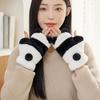 Half Finger Gloves Korean Style Winter Velvet Mittens Panda Plush Gloves  Outdoor