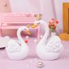 2Pcs Mini Couple Swan Figurines Collectible Tabletop Ornament Animal Sculpture for Shelf Living Room Centerpiece Office Desk
