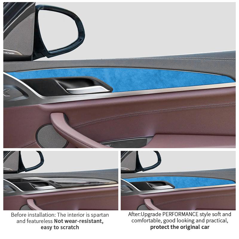 For BMW X3 G01 G08 X4 G02 Door Inner Handle Decorative Trim Frame Sticker Made of Alcantara Car Interior Tuning Accessories 4Pcs