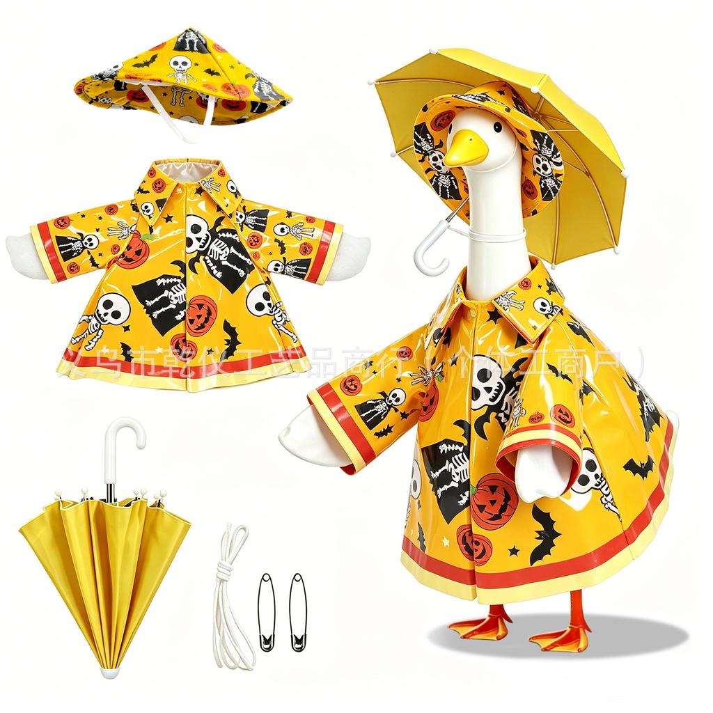 Porch Goose Decoration Clothes Set Waterproof Raincoat Bikini Ghost Outfit for 23 Inch Lawn Garden Statue Costume