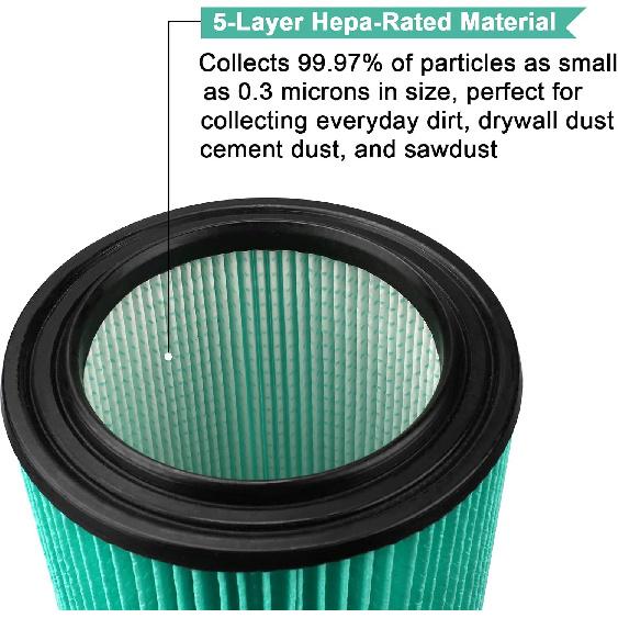 PIGUOAT 2PCS VF6000 5-Layer Replacement Filter for Ridgid 5-20 Gallon Wet Dry Vacuums WD5500 WD0671 WD6425 WD7000 WD1280 WD1851 WD1680 WD1956 RV2400A