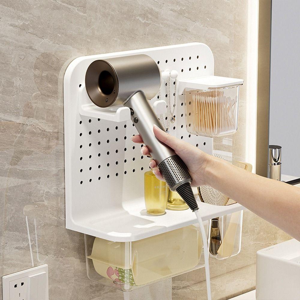 Пластиковая подставка для фена, органайзер для перфорированной доски без сверления, практичная коробка для салфеток для умывания, кухня