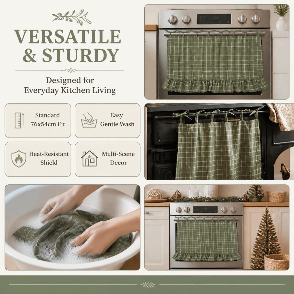 Window Treatment Farmhouse Curtain Green Heat Safe Curtain Farmhouse Oven Curtain Farmhouse Decor