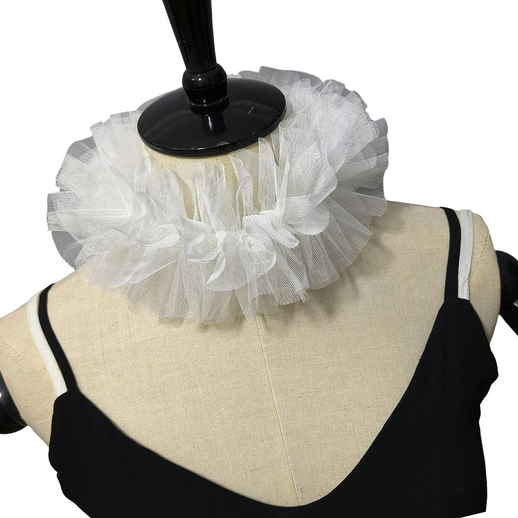 Elizabethan Mesh Neck Ruff Detachable Ruffle Collar and Wrist Cuffs for Medieval Costume and Historical Reenactments