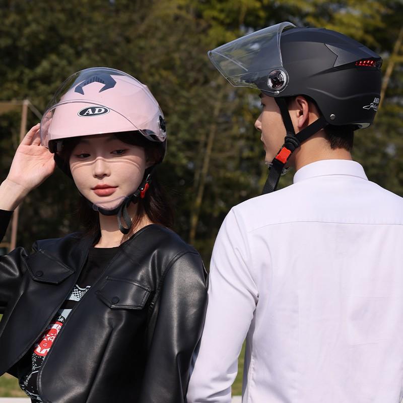 Rechargeable LED Tail Light Motorcycle Helmet Electric Scooter Riders - Half Face ABS Safety With 3C Certification