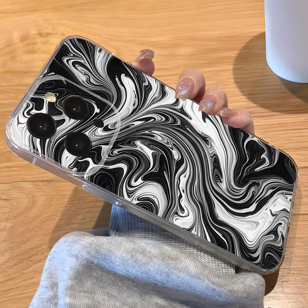 Green Texture Phone Case For IPhone 17 Pro Max 16 15 14 Pro Max 13 11 Xs Xr 8 7Plus Transparent Cover