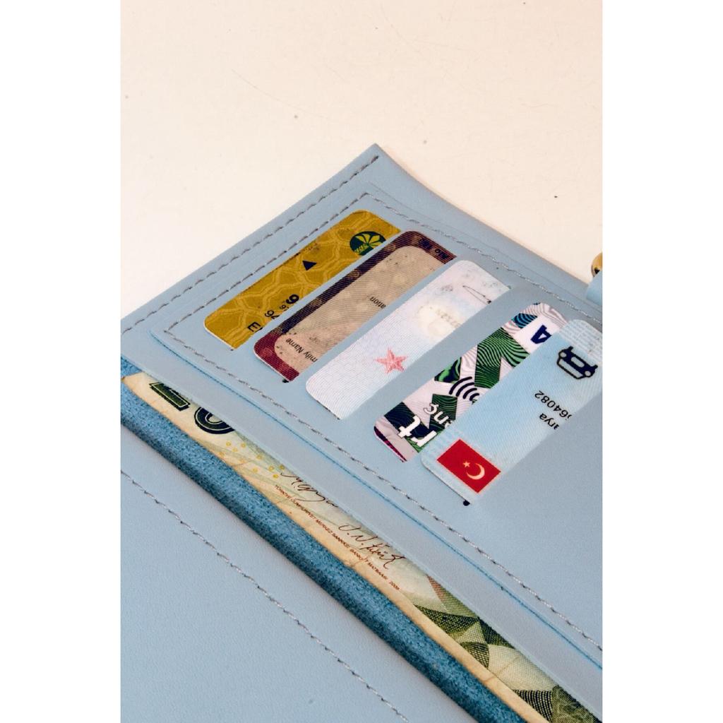 Soft Leather Orange Women's Wallet Accessory With Snap Fasteners, Multi-compartments, Zipper In The Middle And Phone Holder