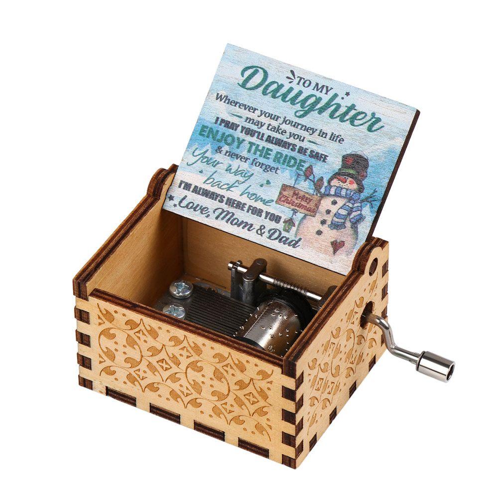 Gifts Wooden New Year Musical Boxes Music Box Merry Christmas Hand Crank