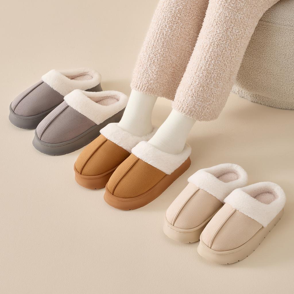 Platform Women Home Slippers Plush Warm Thick Bottom Slides Breathable Soft Non-slip Slippers Indoor Outdoor Men Casual Slippers