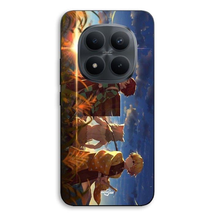 Coque téléphone - MANIACASE - Xiaomi Redmi Note 15 Pro 5G - Silicone TPU - Noir - Motif Tanjiro, Inosuke et Zenitsu