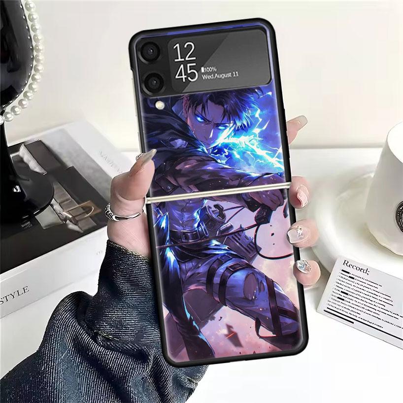 A-Атака на Титанов Леви Чехлы Для Samsung Galaxy Z Flip 4 5 6 7 3 Z Flip7 Flip6 Flip4 Flip5 Flip3 5G Жесткие Ударопрочные Fundas Cov