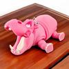 PLA Pink Hippopotamus Keychain Multi-jointed Animal Crafts 3D Printed Animals Figurine Solid Color Ornaments