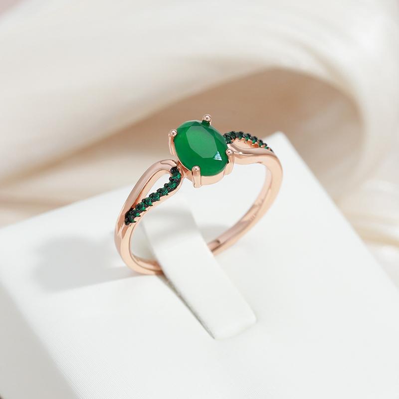 Кольца Kinel с опалом и зеленым цирконом для женщин, винтажные украшения для вечеринок цвета розового золота