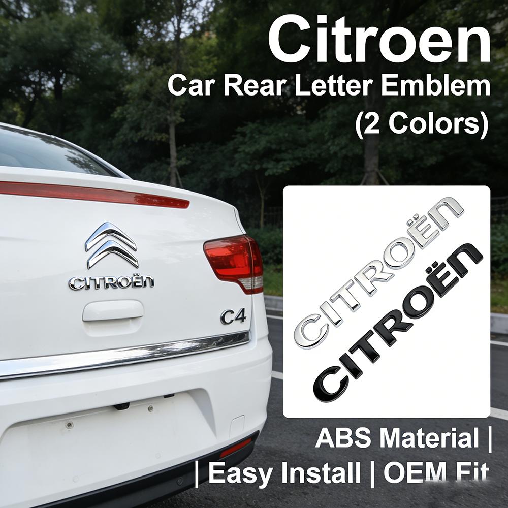 DUQS1 Car Rear Letter Emblem ABS Material CITROEN Trunk Logo Badge for C3 C4 C5 Cactus Berlingo Auto Exterior Accessories (2 Colors)