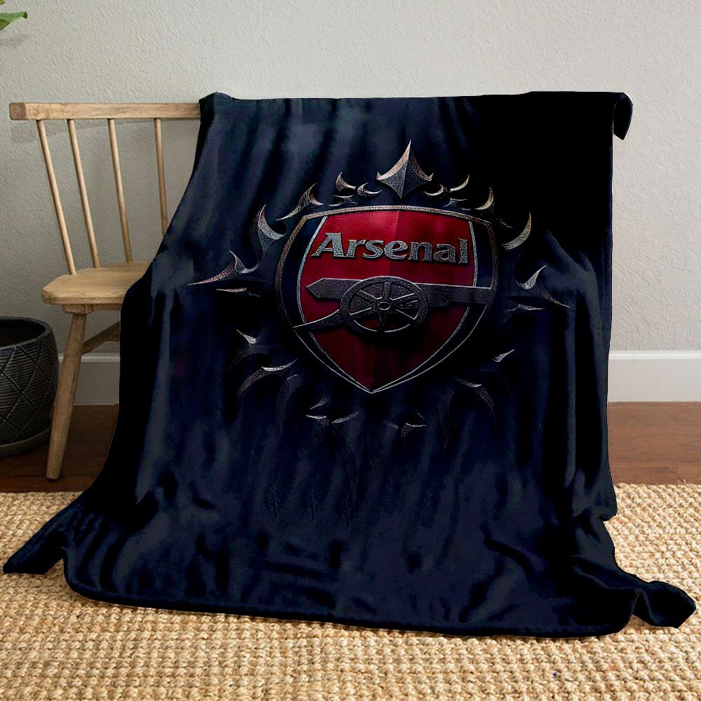 Arsenal Logo with Gothic Frame Design Patterned blanket, flannel, suitable for all seasons, home decor, warm and cozy
