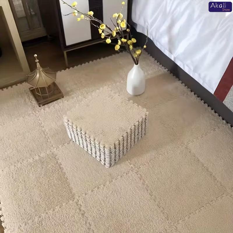 Коврик-пазл из ЭВА-пены с плюшевым покрытием, 30x30 см, мягкие ковровые плитки, игровой коврик, нескользящий ковер-пазл для домашней гостиной