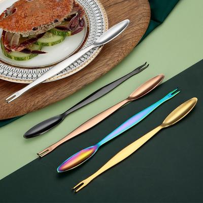 Double Headed Stainless Steel Fruit Fork Lobster Spoons Seafood Tools Crab Picking Tools Crab Fork