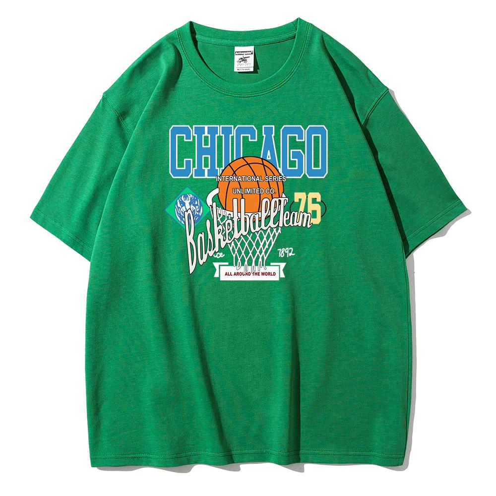 Женская летняя футболка из мягкого хлопка с принтом Chicago Basketball Club 76, уличная одежда, бренд, короткий рукав, дышащая, оверсайз