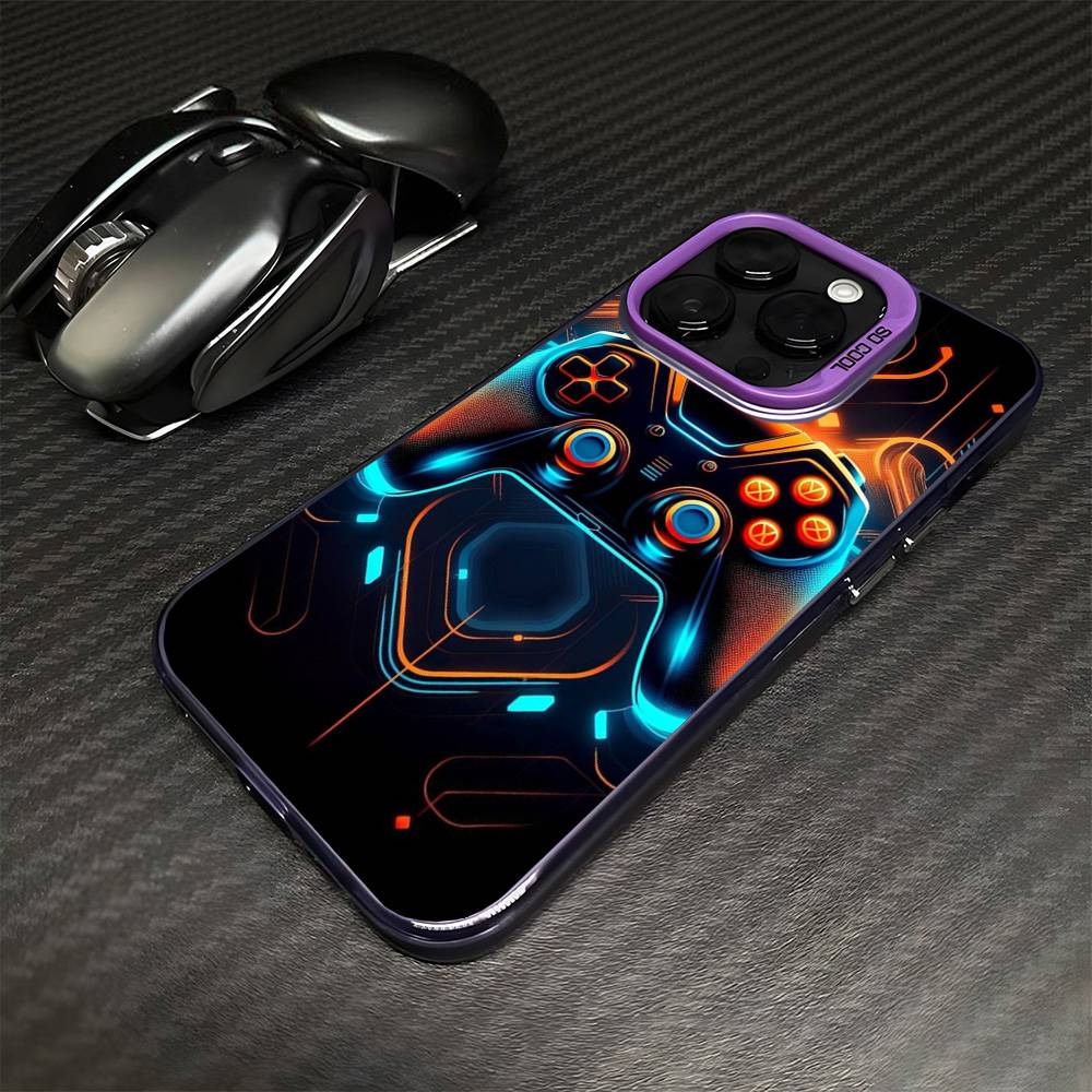 Чехол-геймпад для телефона iPhone 17, 16, 15, 14, 13, 12, 11 Plus, Pro Max Фиолетовый Матовый Ударопрочный Чехол
