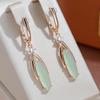 Unique Cut Green Zircon Dangle Earrings for Women Vintage Personality Jewelry Accessories