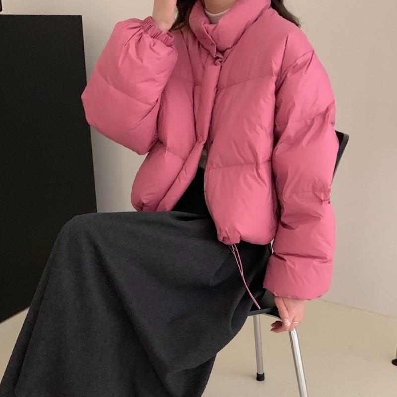 Милая короткая куртка-пуховик женская восточная новая стойка воротник маленькая белая куртка-пуховик на утке куртка