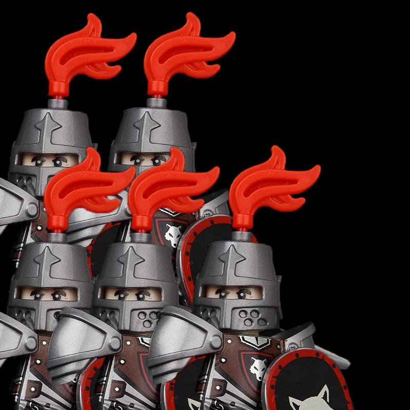 MOC Medieval Knight Castle Figures Building Blocks Weapon Wolf Swordsmen Guard Bow Arrow Shield Flags Warhorse Toys Gifts S002