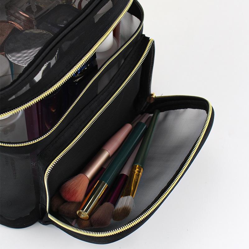 Дизайн бренда Большая вместимость Сетчатая прозрачная косметичка Высокая красота Несессер Сумка-клатч Рука об руку Сумка для хранения в ванной комнате MS11