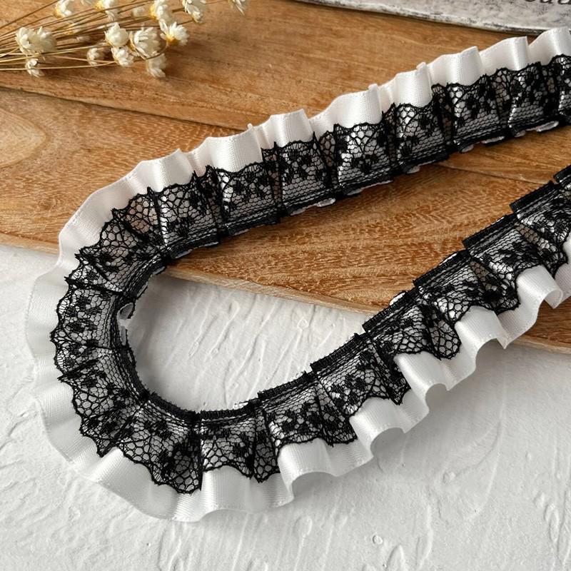 Черная кружевная органза для самостоятельного изготовления одежды и аксессуаров - украшение горловины и подола юбки