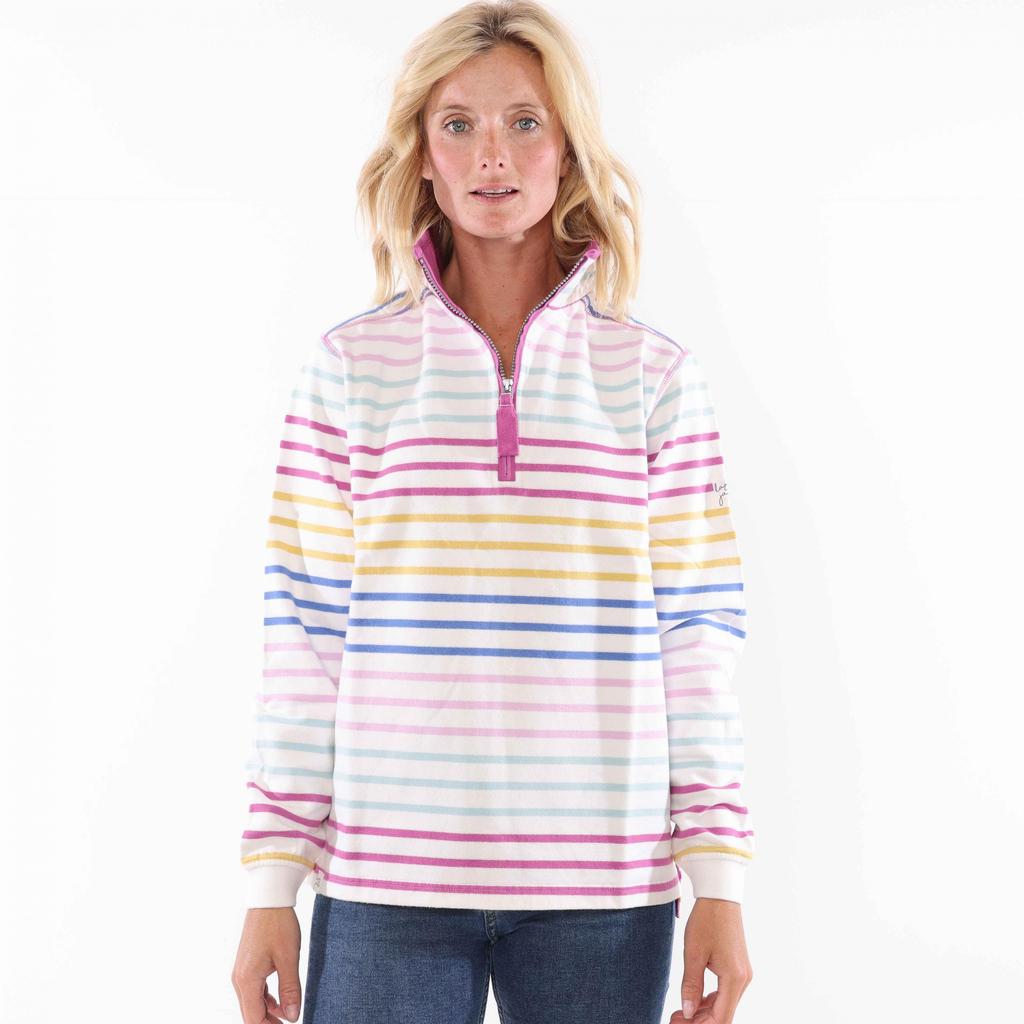 Lazy Jacks Womens/Ladies Striped Quarter Zip Sweatshirt