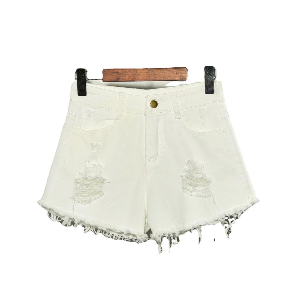 Korean High Waist Plus Size Raw Edge Denim Shorts for Women - Ripped, Slimming, Wide Leg A-Line Style