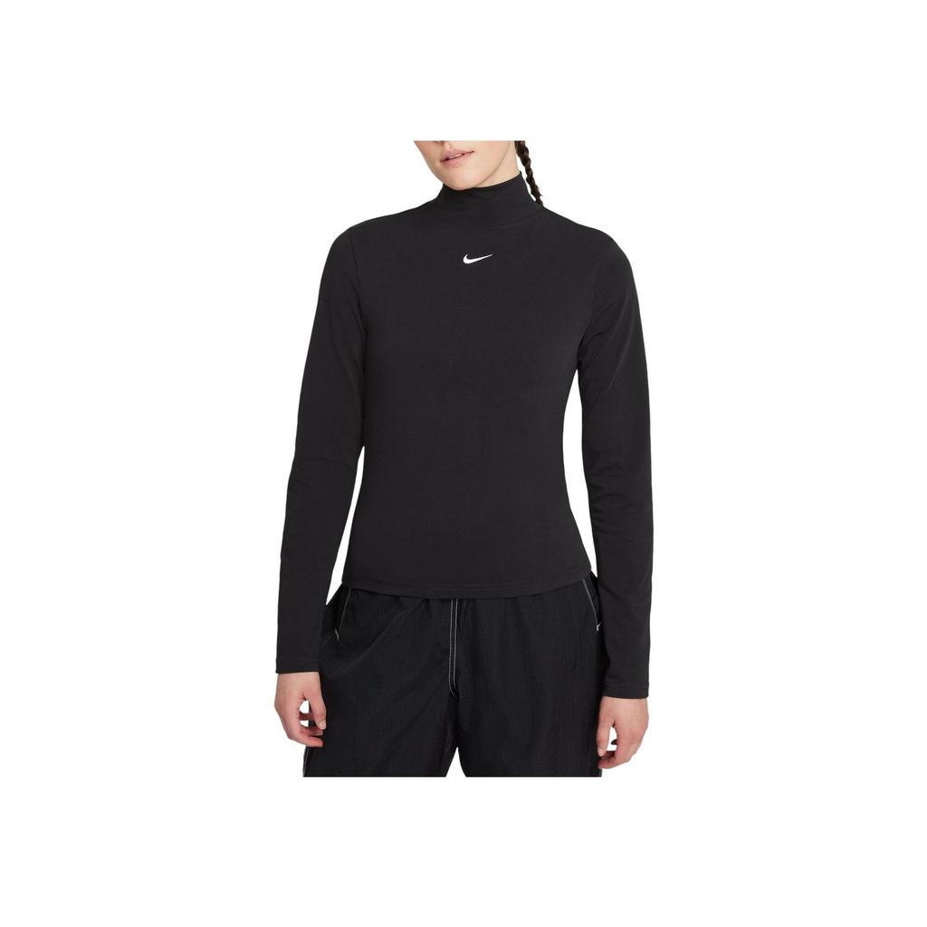 Nike Однотонная водолазка с длинным рукавом Женские топы Черный DD5882-010