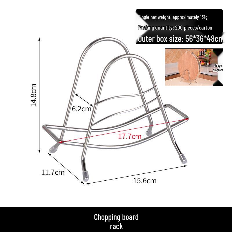 Держатель кухонной утвари из нержавеющей стали со встроенной разделочной доской и многофункциональным хранилищем для ножей и палочек для еды.