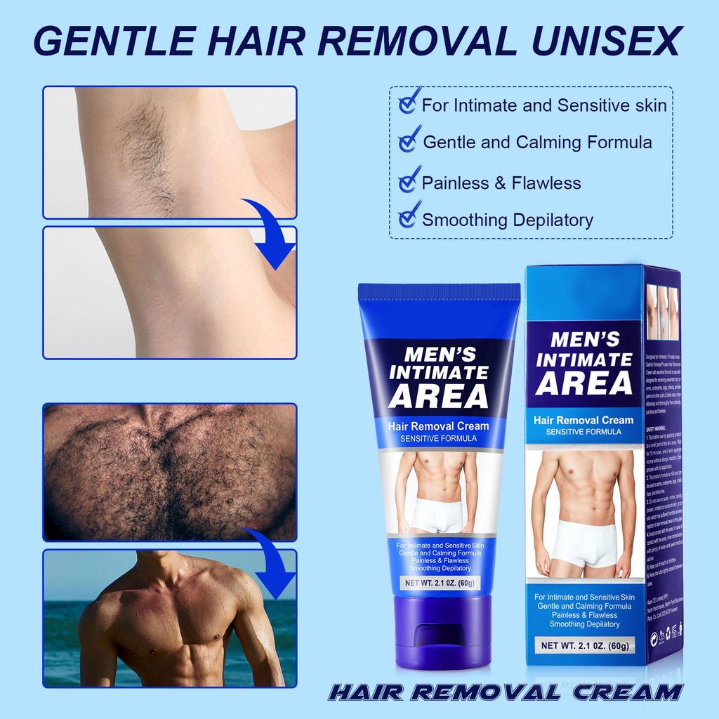 Male-Intimate Area Hair Removal-Cream, Gentle And Non Irritating Hair Removal-Cream For Private Areas, Armpit And Leg Hair