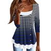 Women's T Shirt Tee Print 3/4 Sleeve Fake Two Pieces Daily Weekend Fashion Basic Regular Top