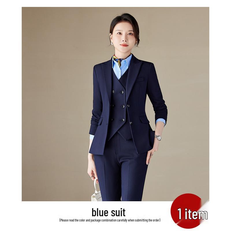 Профессиональный женский осенний костюмный набор - Формальная рабочая одежда для менеджера ресепшена отеля с пиджаком с длинными рукавами и брюками