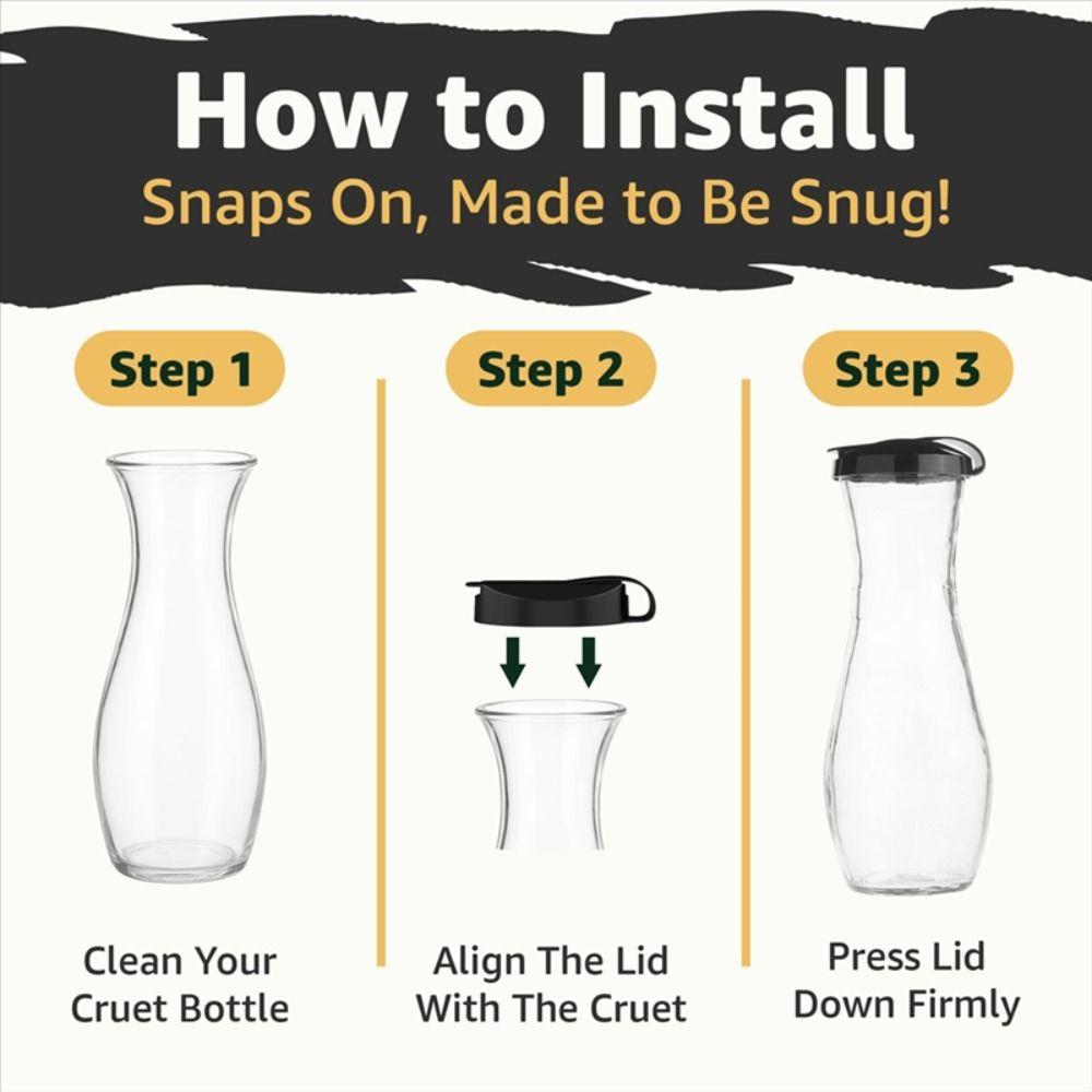 2Pcs Black Salad Dressing Cruet Lids Silicone Durable Bottle Cap Replacement 5.8cm Diameter Mouth Replacement Lids