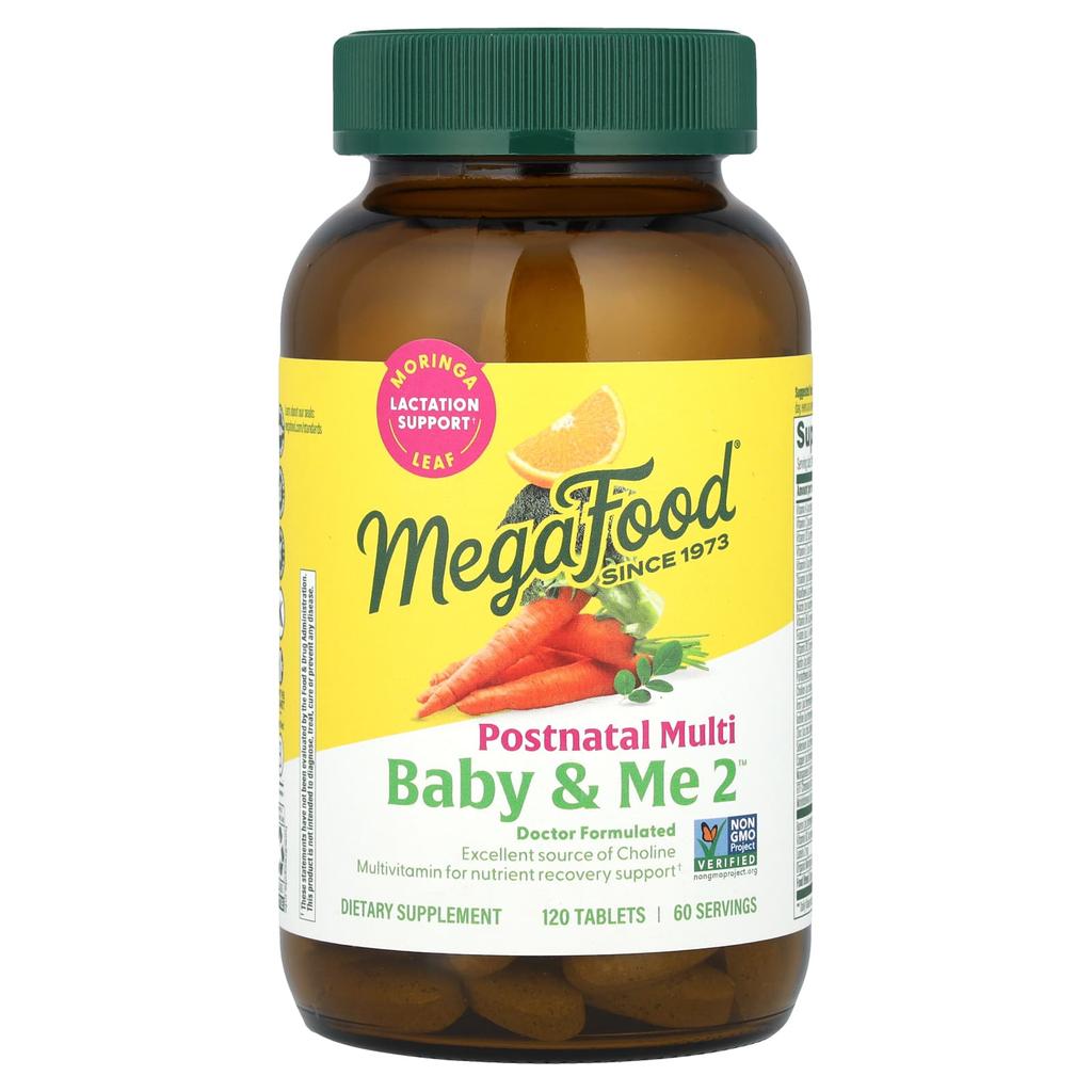 MegaFood Baby & Me 2, Послеродовые мультивитамины, 120 таблеток