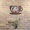 Coffee Bar Door Sign Decoration 2D Retro Style Ornament Cup Plaque Wall Hanging for