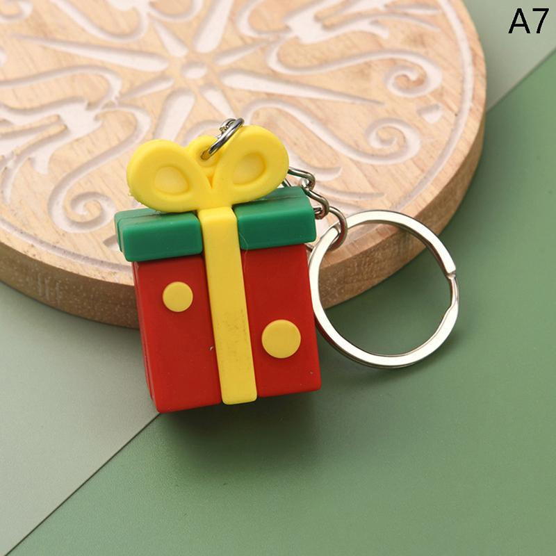 Christmas Series Santa Claus Christmas Tree Key Chains For Backpacks Pendant Cute Elk Doll Key Ring For Kids Friends Gift